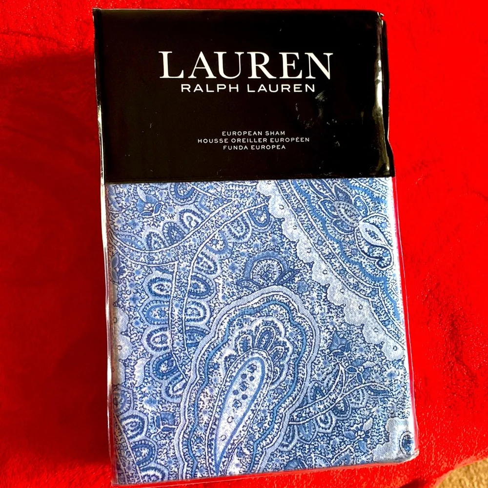 Ralph Lauren Bantry Paisley European Sham Blue & White.